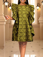 Minivestidos de talle alto, sueltos, con estampado floral, volantes, cremallera y cuello redondo